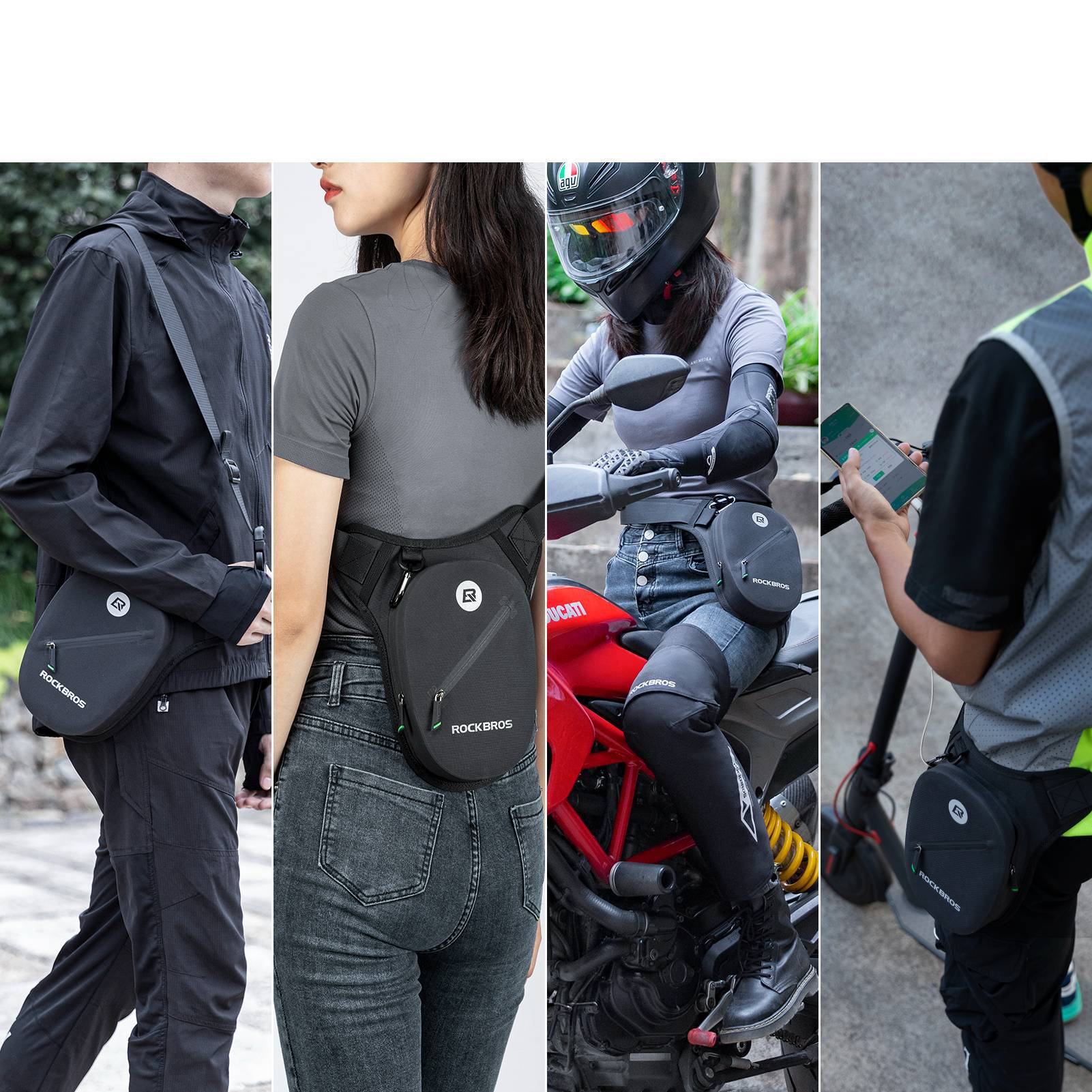 ROCKBROS Wasserdichte Beintasche für Motorrad Damen/Herren Schwarz