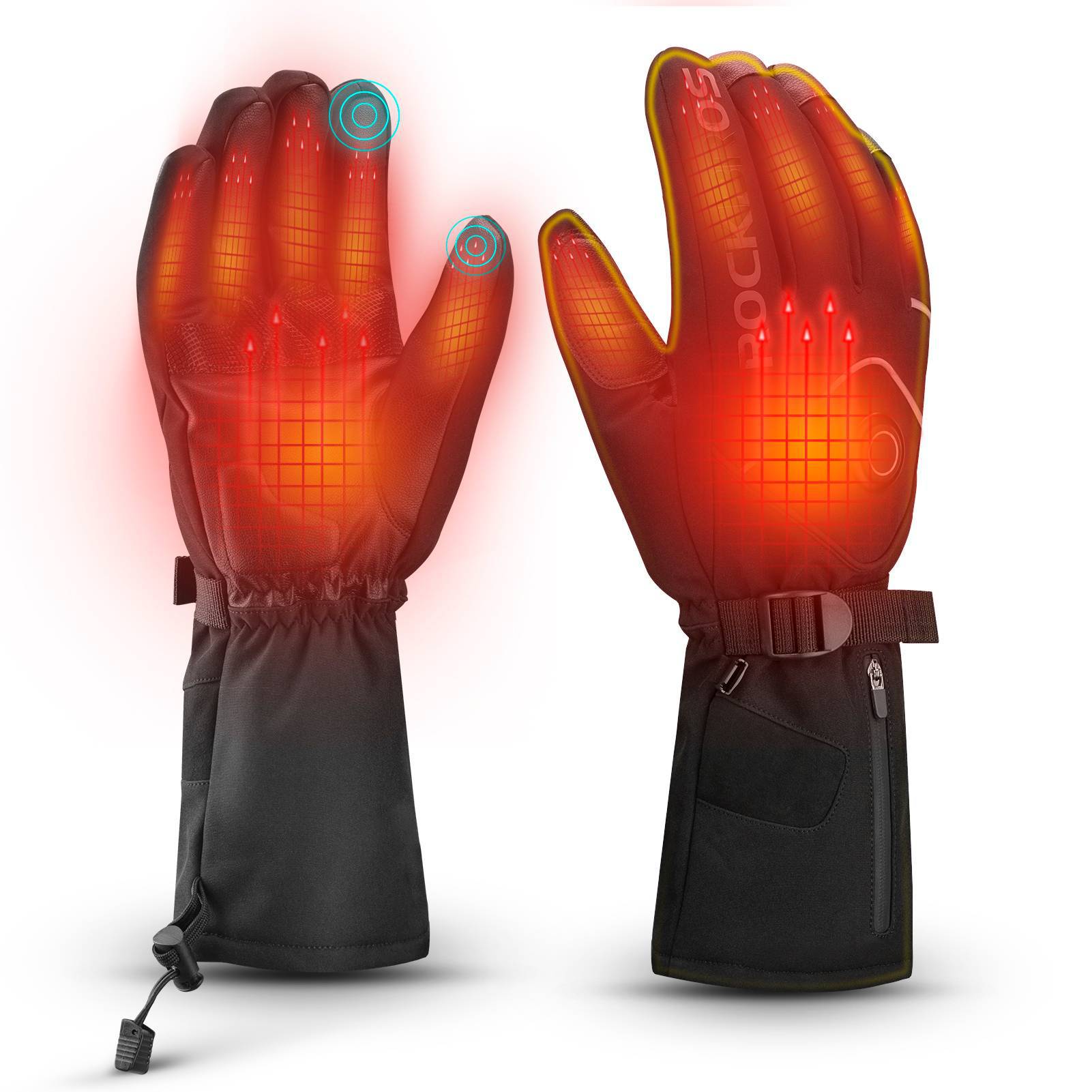 ROCKBROS Winter Skihandschuhe Wiederaufladbare Beheizte Handschuhe Schwarz