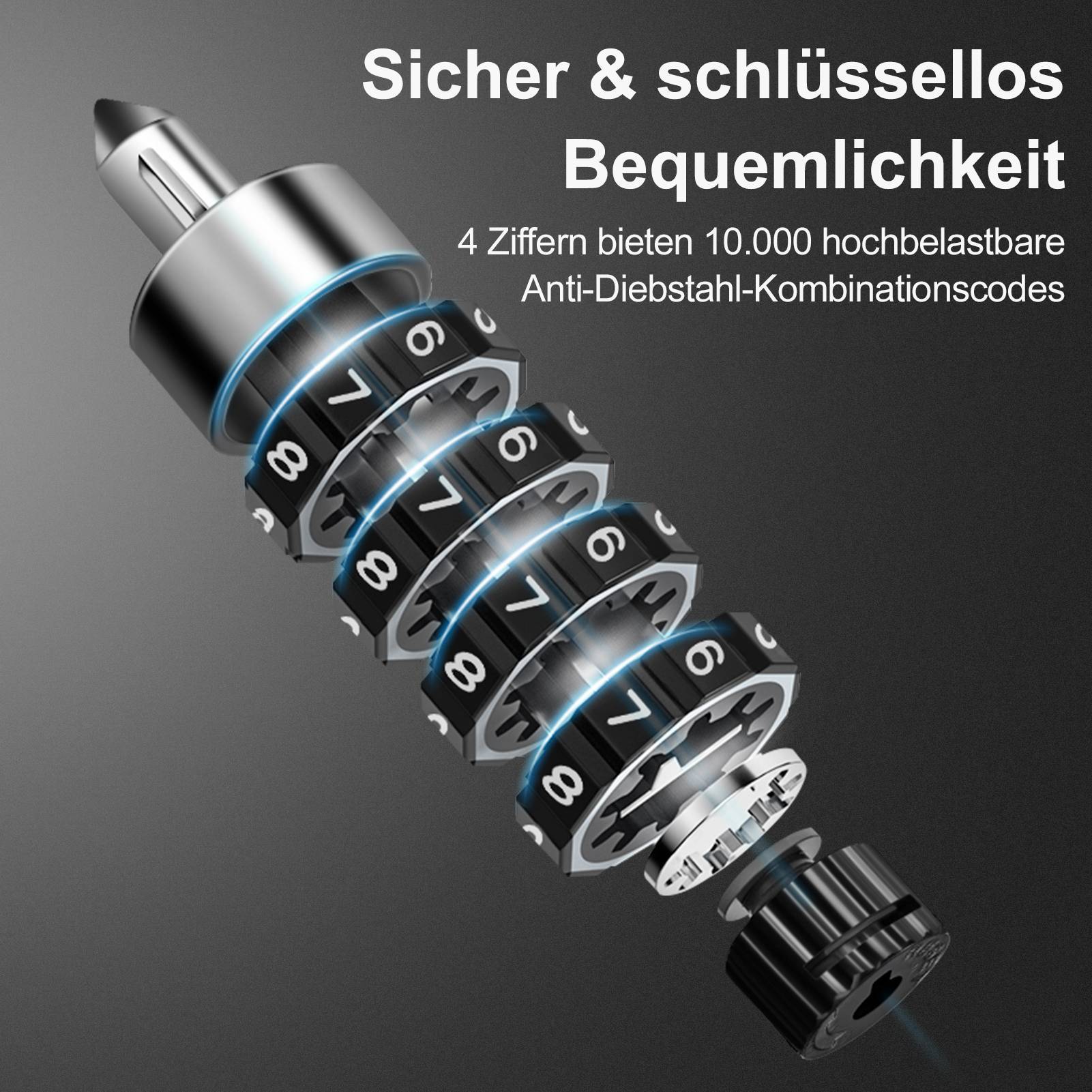 ROCKBROS Zahlenschloss mit 4-stelligem Zahlencode 96 cm Länge
